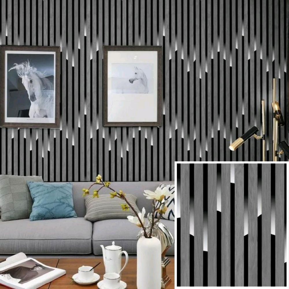 Wallpaper Sticker Dinding Motif Garis Panel 3D Modern Stiker Pvc