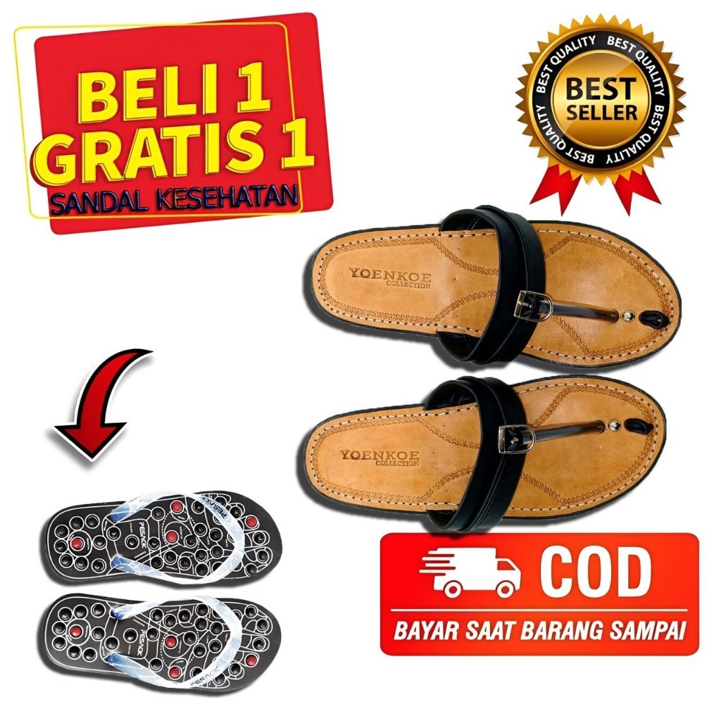 Sendal Tarumpah Toha Asli Kulit Khas Tasikmalaya Bonus SANDAL Kesehatan Sol Bawah Tebal Bahan Karet