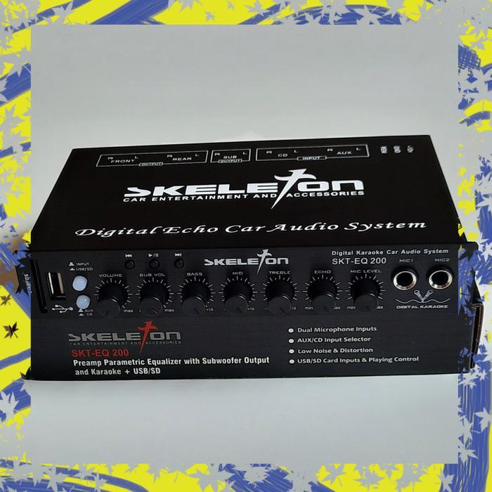 Preamp Parametric Equalizer Mobil Dengan Subwoofer Output dan Karaoke + USB/SD