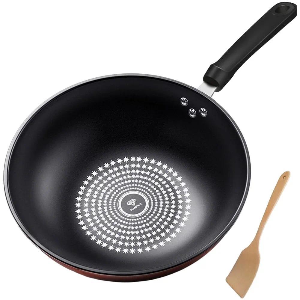 1PCS/Set Frying Wok Pan Iron Pan Diamond Coating FOR CRYSTAL Diamond Wok Non Frying Pan Induction Co