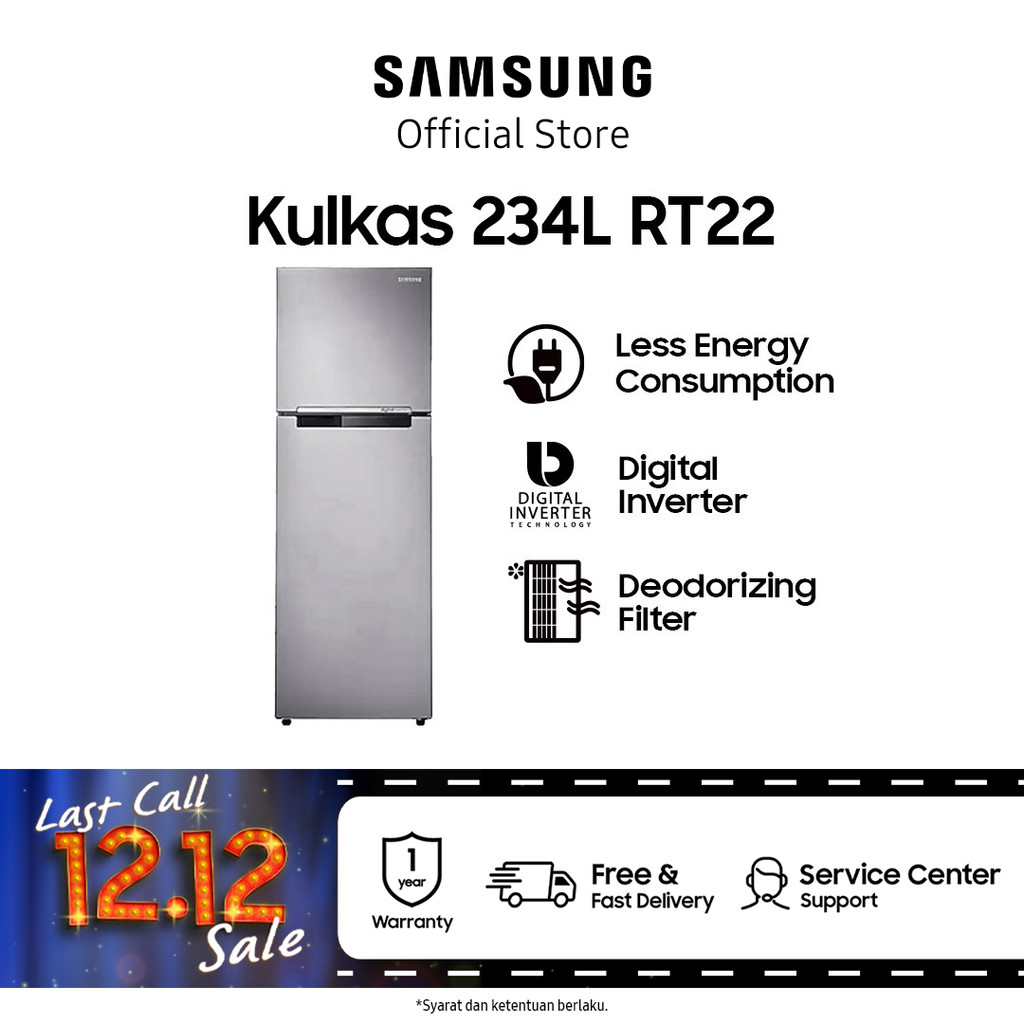 Samsung Kulkas 2 Pintu Kapasitas 234 Liter RT22FARBDSA/SE METAL GRAPHITE