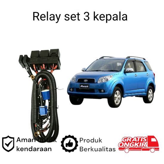 Relay Set Lampu Utama LED H4  Mobil Toyota Rush 2007 2012 Koko