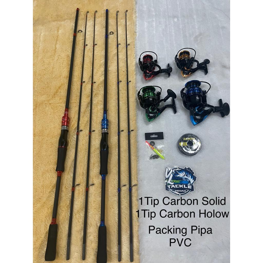 1 Set Joran Pancing Solid Carbon Augustus + 1 Tip Ujung + Bonus