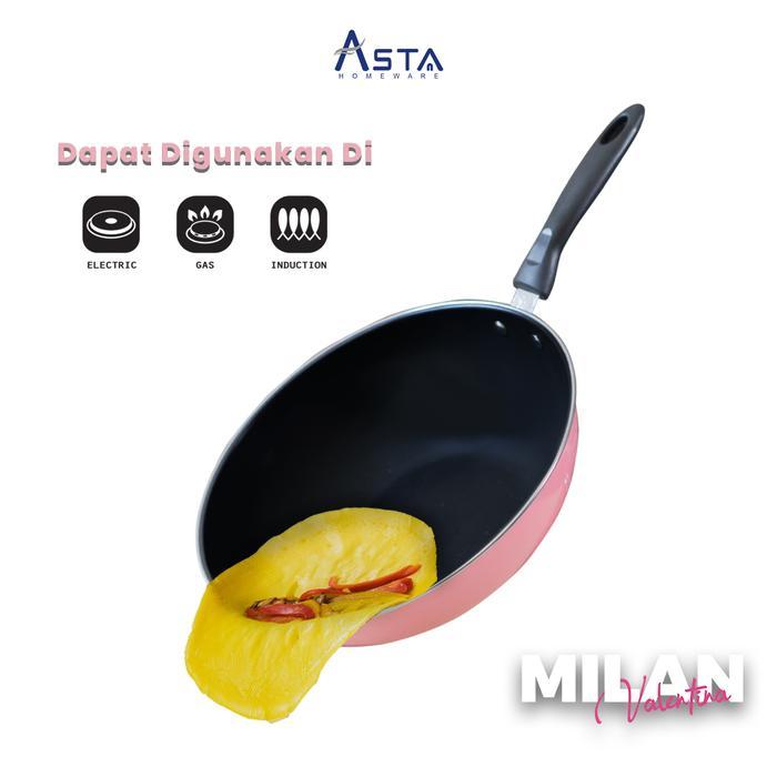 Asta Wok Wajan Panci Penggorengan Anti Lengket Pink 32 cm - Warna