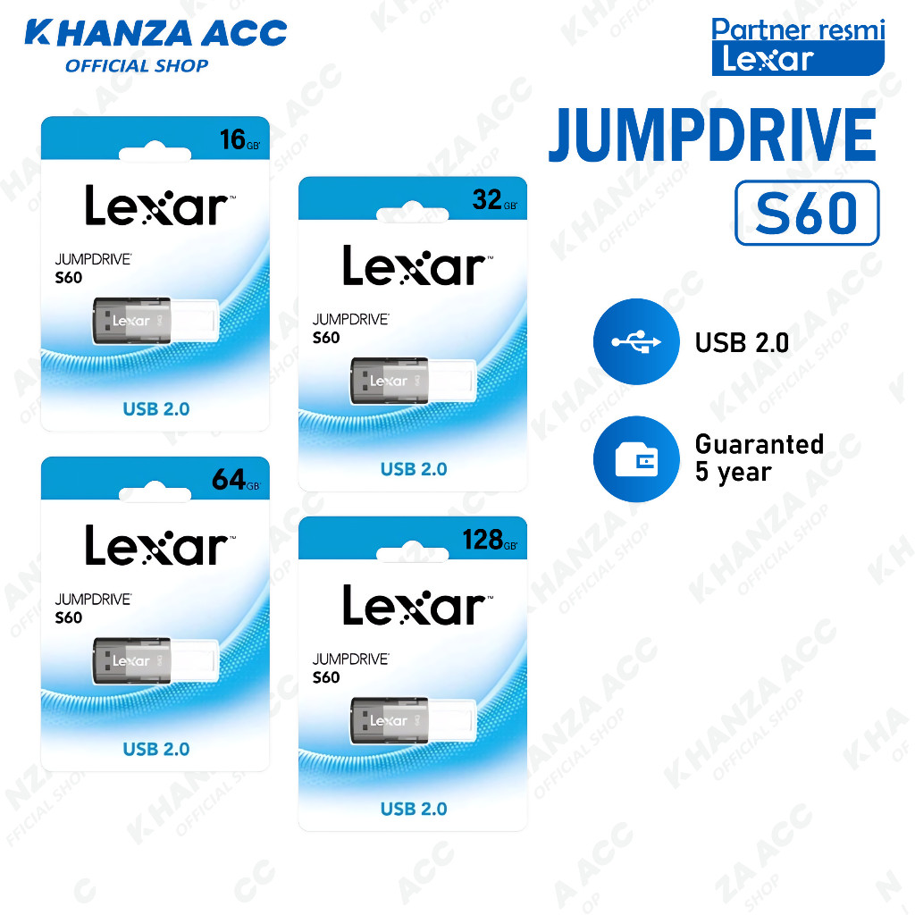 cod KHANZAACC LEXAR S60 Flashdisk 16GB / 32GB / 64GB / 128GB USB 2.0 Original