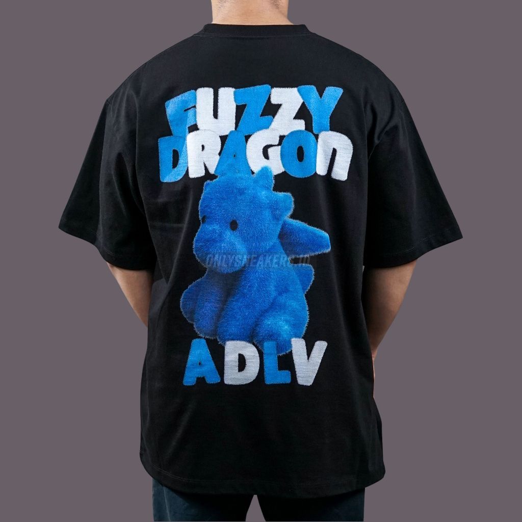 Ramadhan - Cod T-shirt ADLV FUZZY FONT DRAGON BLACK TEE Kaos Brended Unises Full Tag