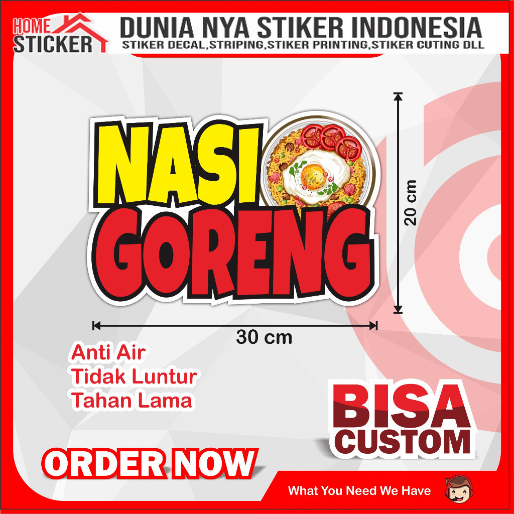Sticker Etalase Stiker Gerobak Sticker Nama Usaha Sticker Nasi Goreng Sticker Full Colour