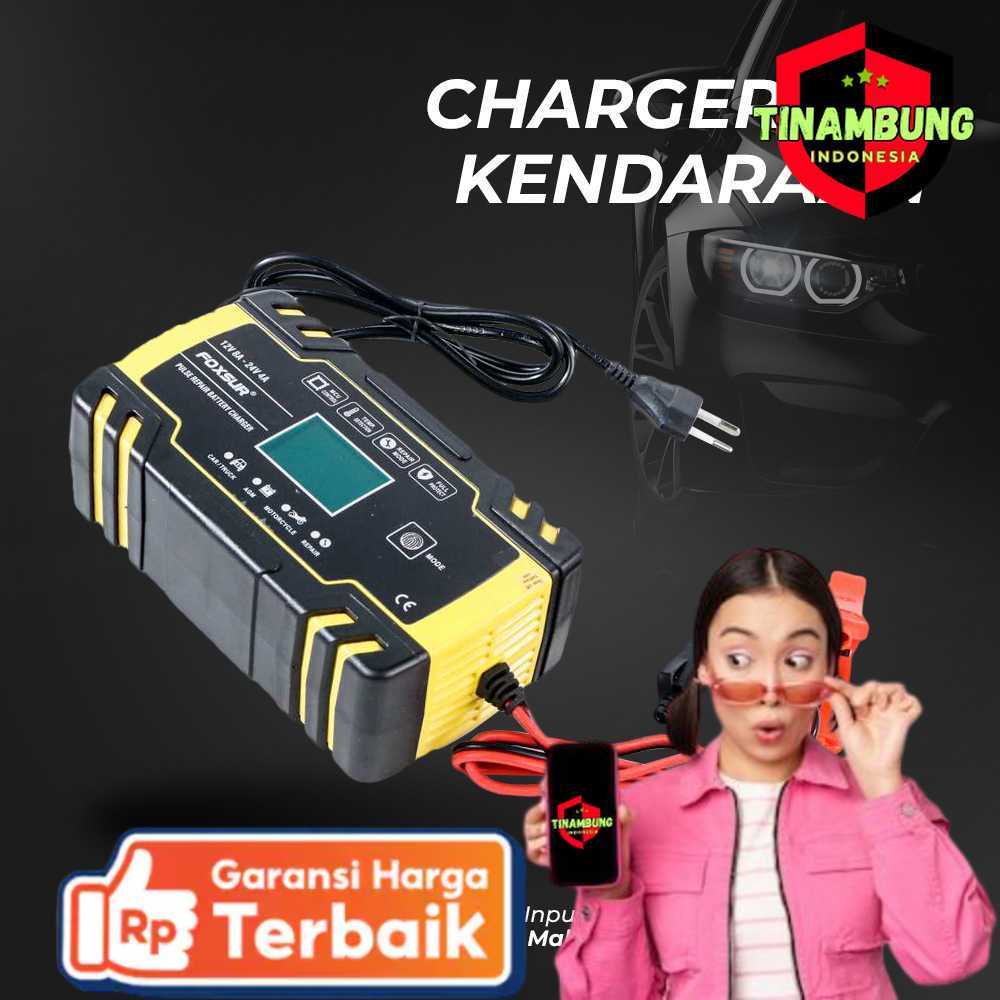 FOXSUR Charger Aki Mobil Motor Intelligent Battery Charger 12/24V 8A - FBC122408D