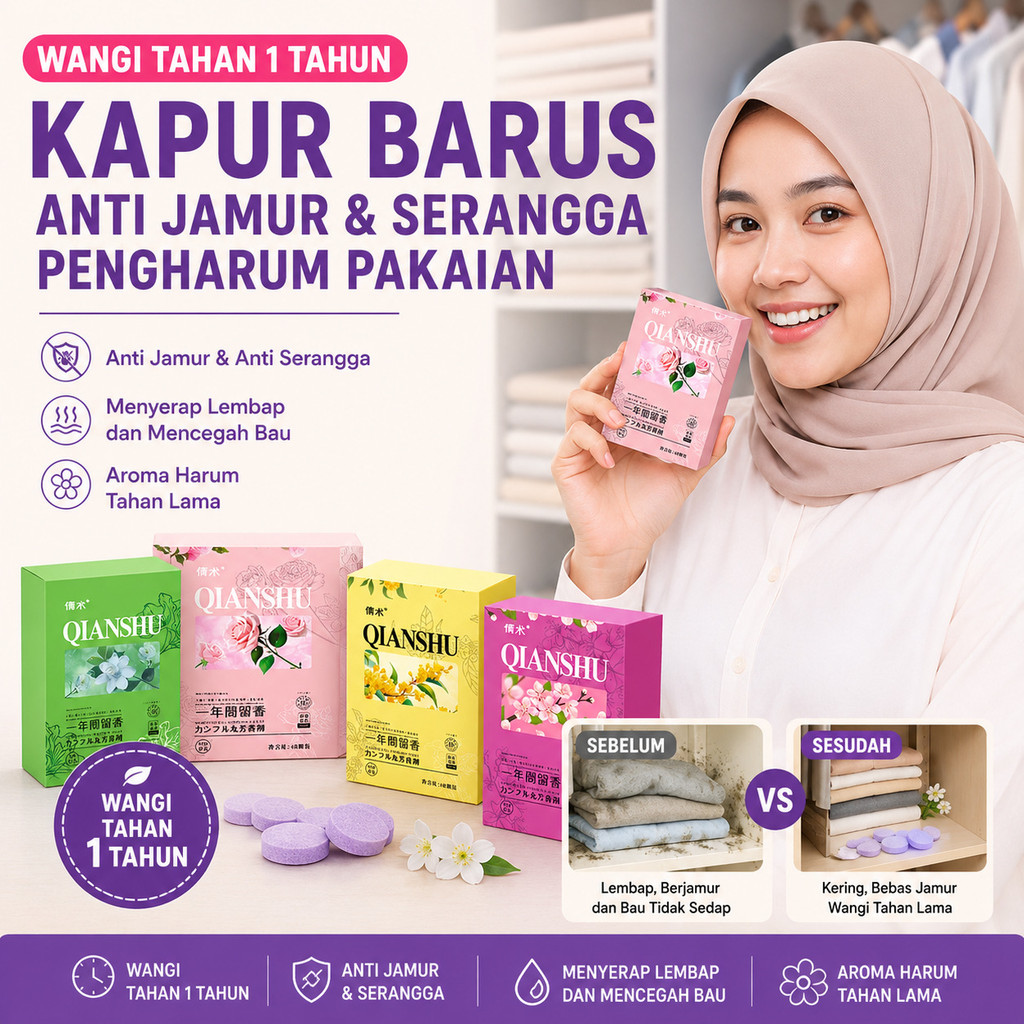 [PROMO TERBATAS] Kapur Barus | Pengharum Lemari Wangi Bunga | Pewangi Baju Anti Ngengat, Kapur Barus