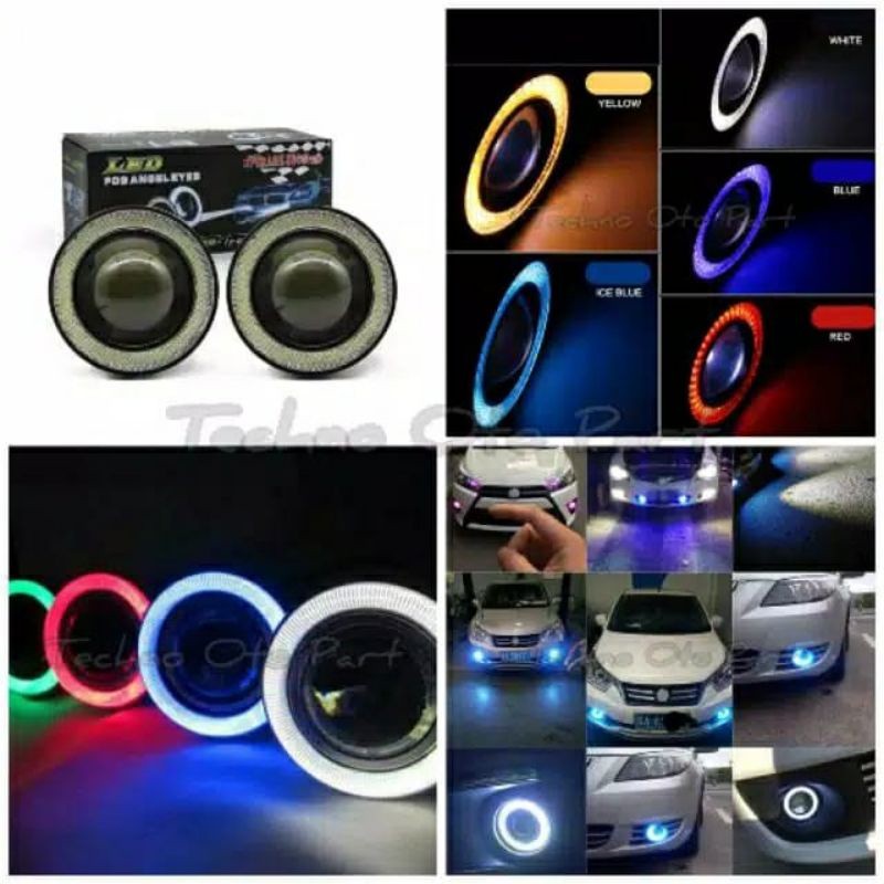 (Obeng Shop) FOGLAMP ANGEL AYES UNIVERSAL 89MM 1SET KANAN KIRI / LAMPU KABUT LAMPU SOROT BEMPER /var