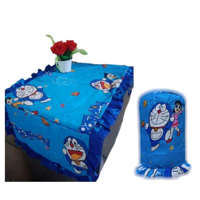 Paket Hemat Taplak Kulkas dan Sarung Galon - Kain Katun Halus dan Rumbai Standar 19L - dora emon