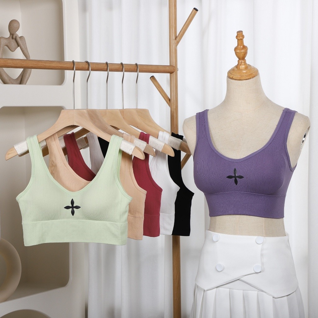 Bra Tanktop Wanita Tanpa Kawat 6817 Bh Sport Gym Tank Top Olahraga Bra Fashion Wanita t HC