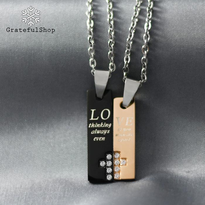 Grateful - Kalung Love Couple / KALUNG PASANGAN stainless jewellery Rantai - Sepasang