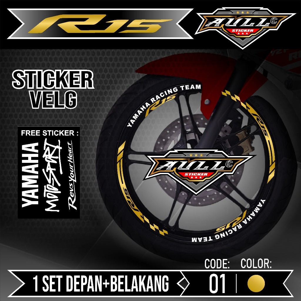 ( COD ) Sticker Velg R15 Cutting Velg Motor Yamaha R15 V2 V3 List Stiker Cutting Velk Ban Variasi Se