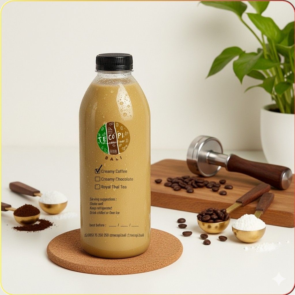 Tecopi Kopi Bali Creamy Latte 1 Liter | Es Kopi Susu Botolan Kekinian .
