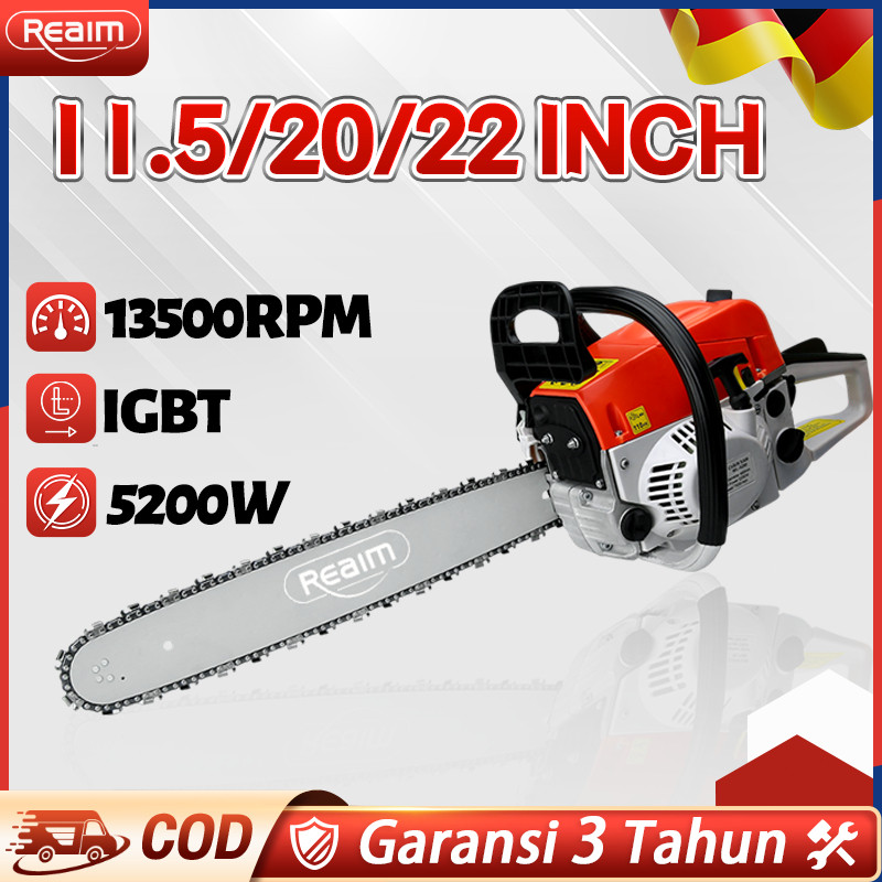 Senso REAIM  Mesin Potong Kayu 52CC 20 Senso Chainsaw 2Tak Untuk /Gergaji Mesin/Mesin Gergaji Kayu/G