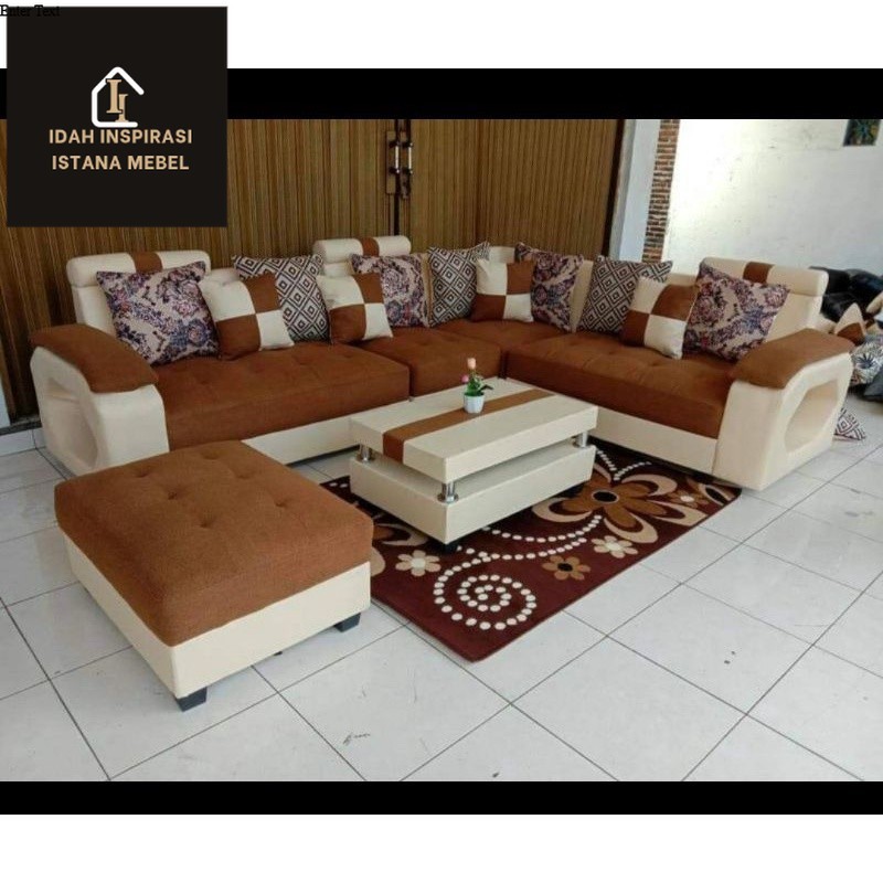 (Tegal) Sofa L minimalis sofa tamu kekinian