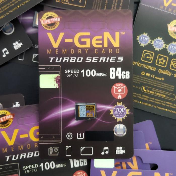 Memory Card V-Gen 64gb Class 10 Turbo Series Kartu Memori Micro SD Vgen - 64gb by Josscom