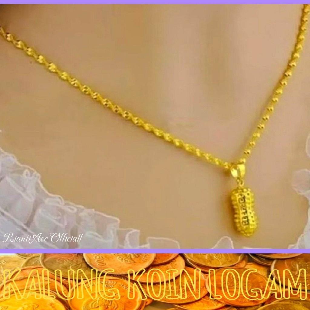 COD KOIN ASLI KALUNG WANITA MOTIF KACANG TANAH CANTIK MEWAH  AKSESORIS WANITA DARI KOIN LOGAM 1991 E