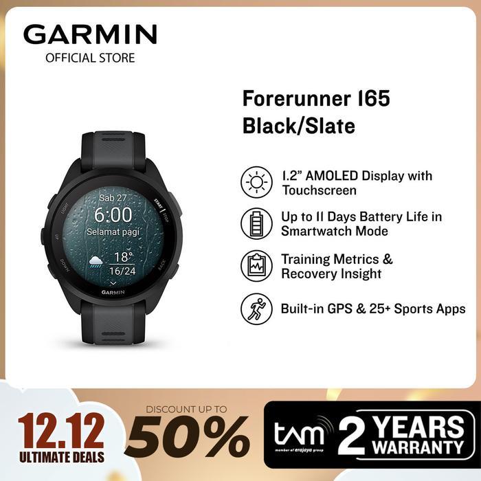 Garmin Forerunner 165 - Black/Slate [terlaris]