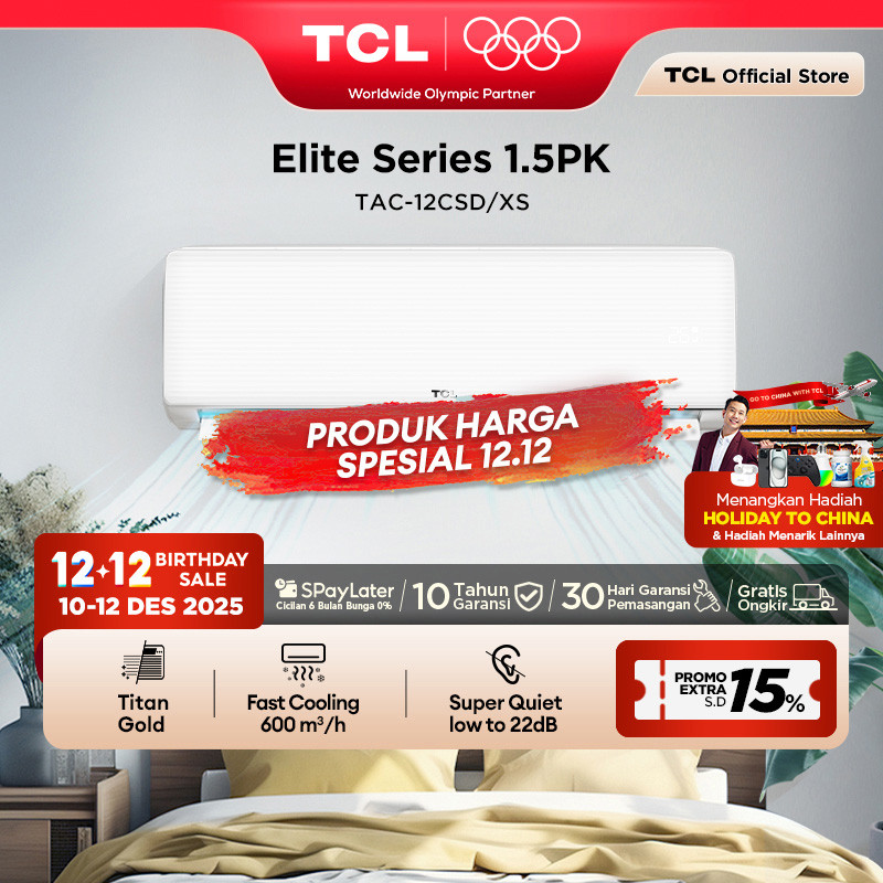 TCL AC TAC 12 CSD/XS 1.5 PK AC [INDOOR + OUTDOOR ONLY] - Free Pemasangan Jabodetabek - Titan Gold - 