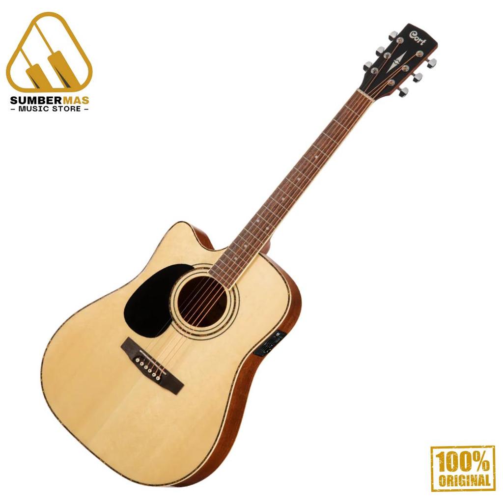 Cort AD880CE-LH-NS Left-Handed Acoustic Electric Guitar, Natural Satin - Gitar Kidal Akustik Elektri