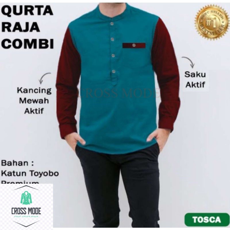 PROMO BAJU KOKO Baju koko Qurta Raja Combi Lengan panjang premium terlaris MUSLIM BISA COD