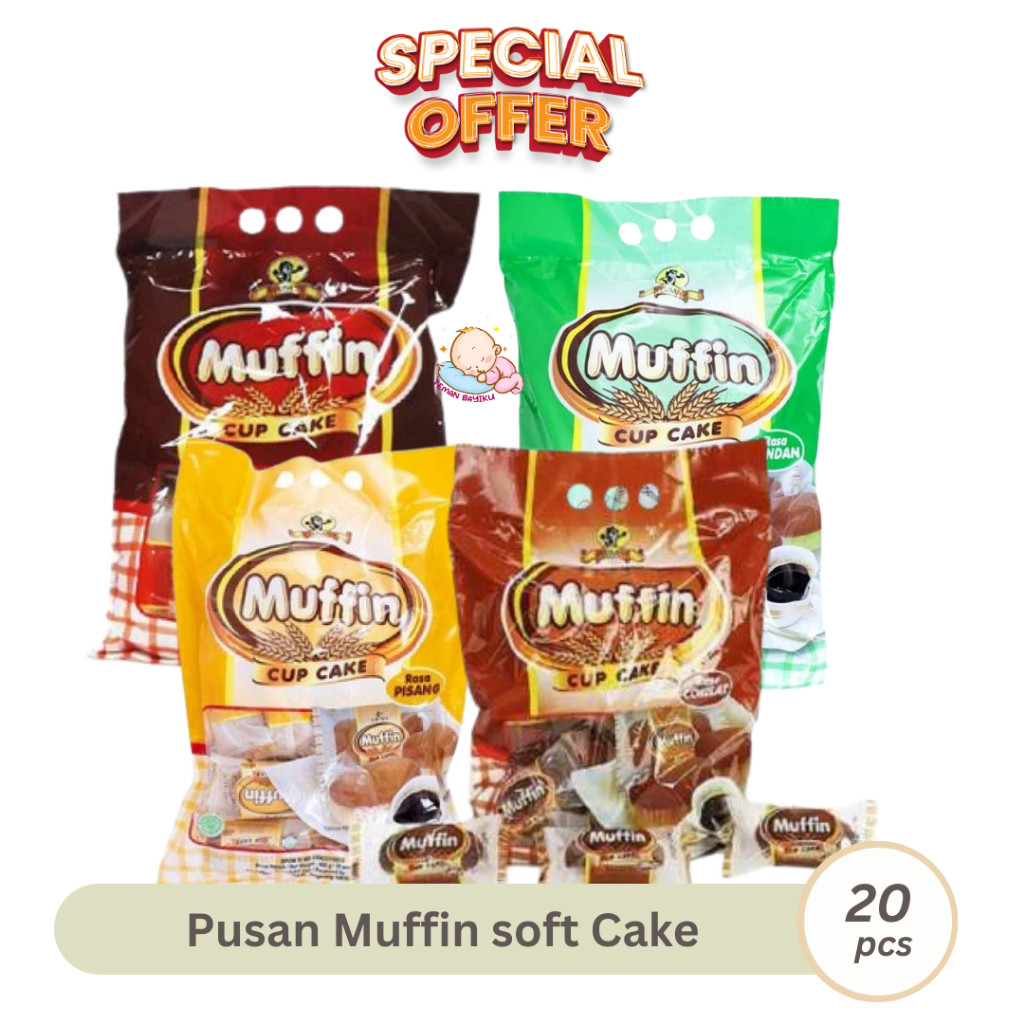 Pusan Mufin Cup cake isi 20pcs ( 360 gr ) muffin rasa original pandan pisang
