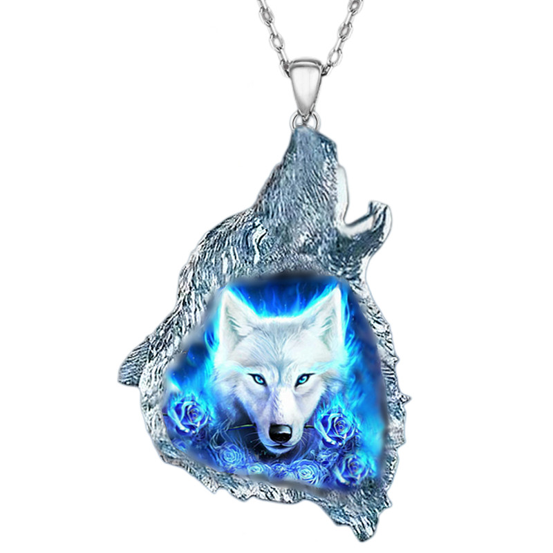 Exquisite Fashion Neutral Pendant Necklace Trend Wild Animal White Wolf King Pendant Necklace Jewelr