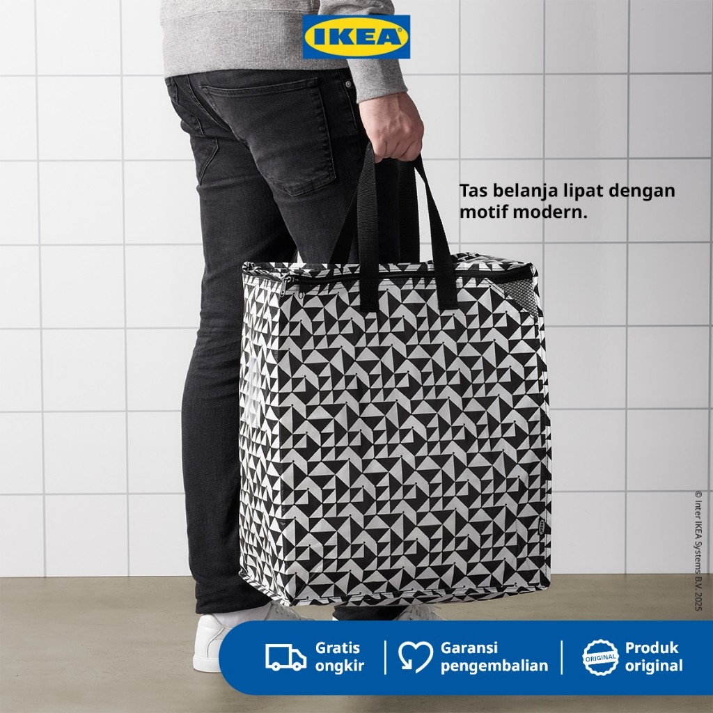 IKEA Knalla Tas / Kantong Serbaguna Hitam/Putih 40x25x47 cm/47L