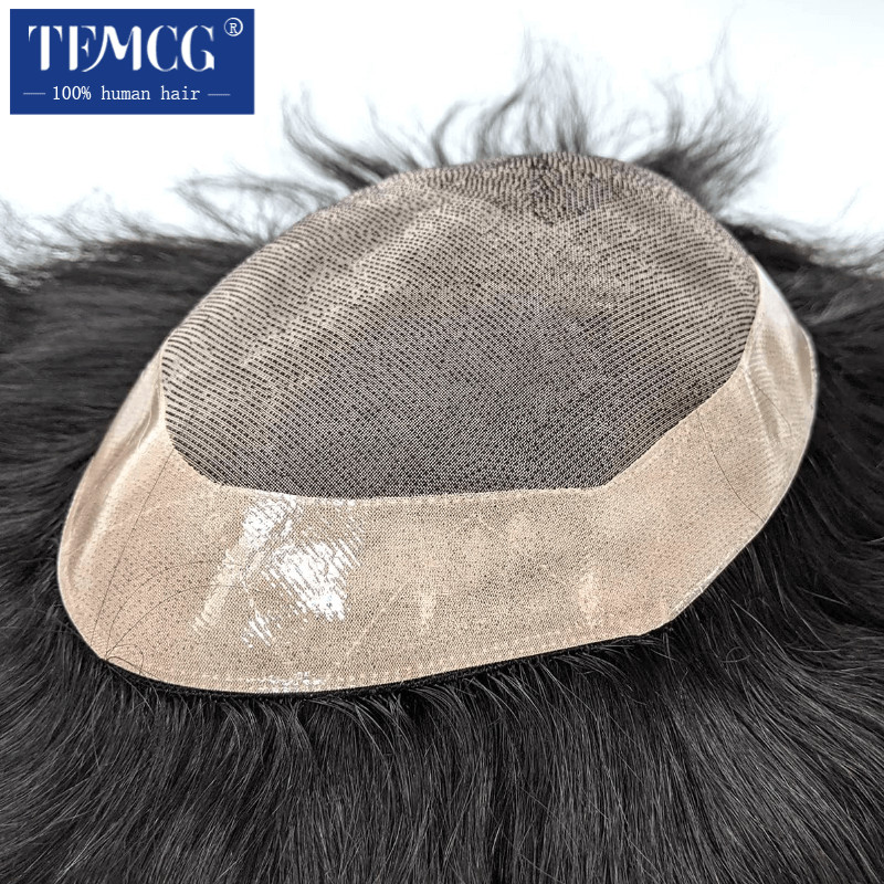 Men Wig Natural Human Hair Toupee Mono Male Wig  Durable Male Hair Prosthesis Toupee Men 6" Hair Rep