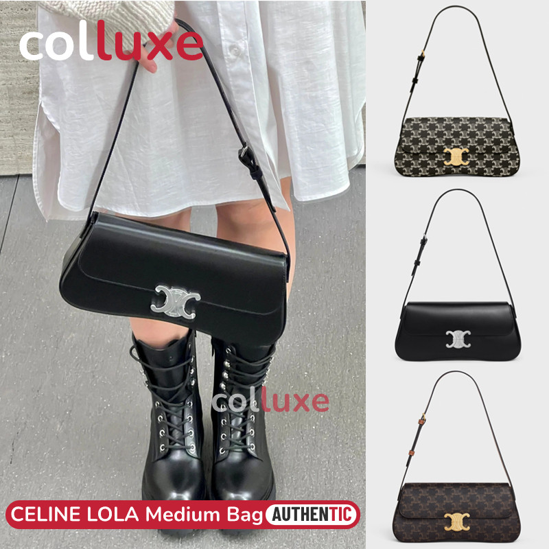 Menyediakan resi CELINE LOLA Medium Size Two Color Triangle Canvas Medium Hobo Bag