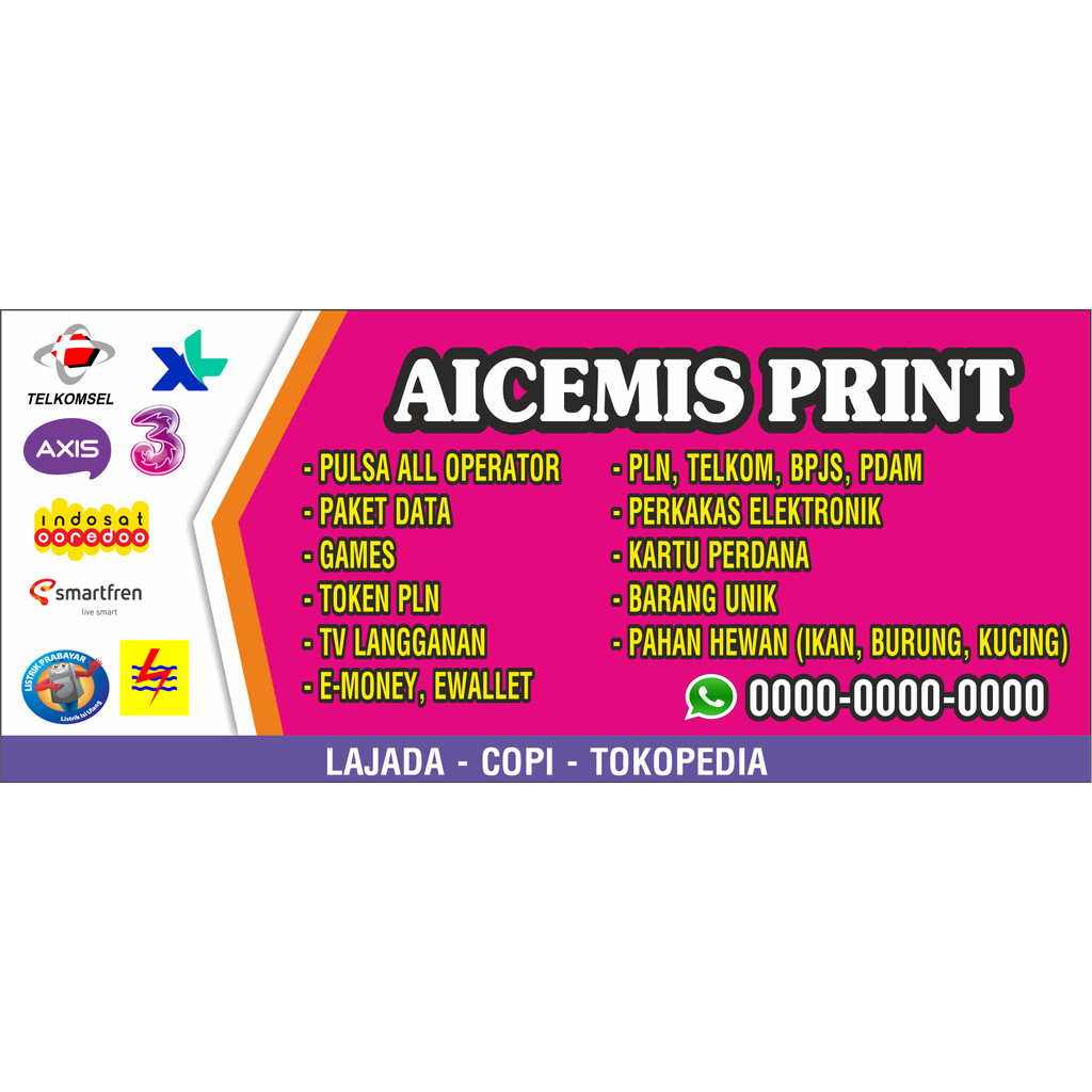 spanduk banner etalase konter pulsa / spanduk konter hp / banner konter pulsa / 1 hari jadi / spandu