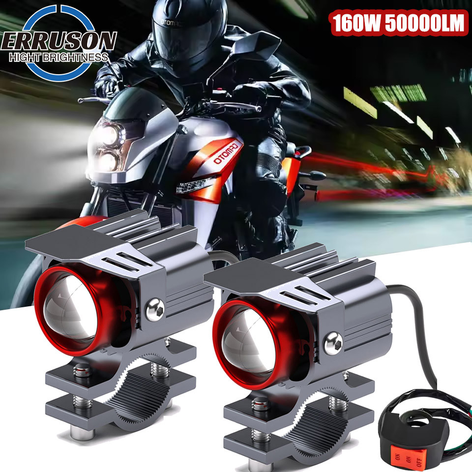 Erruson 160W 50000LM  Motorcycle LED Auxiliary Spotlight Two Tone Motorcycle LED Exterior Motorcycle