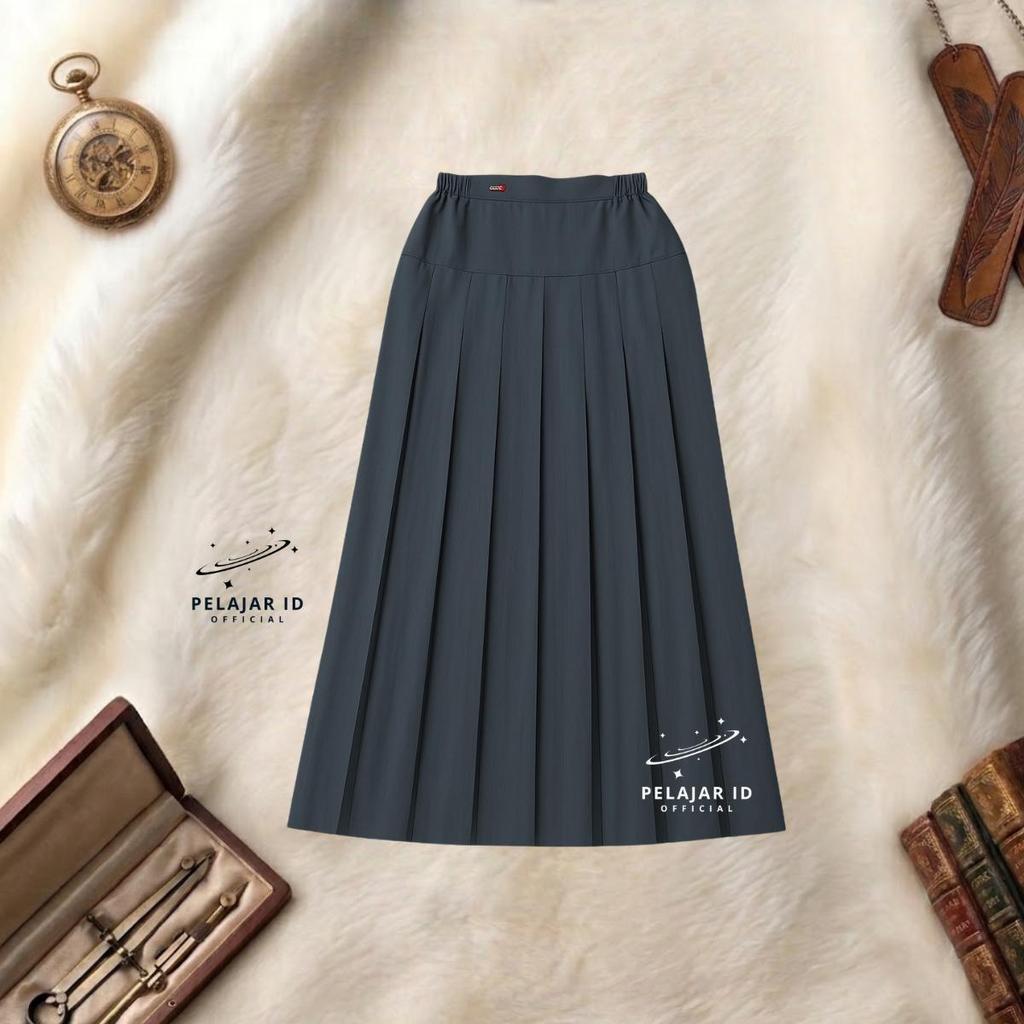 Rok rempel panjang SMA model baping Abu Cokelat Coklat Hitam Putih