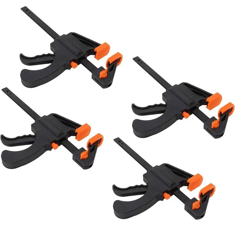 4" Woodworking Clamp 4Pcs Set Fixed Type Quick Ratet Release Speed Extruded Nylon Work Bar Kit Sprea
