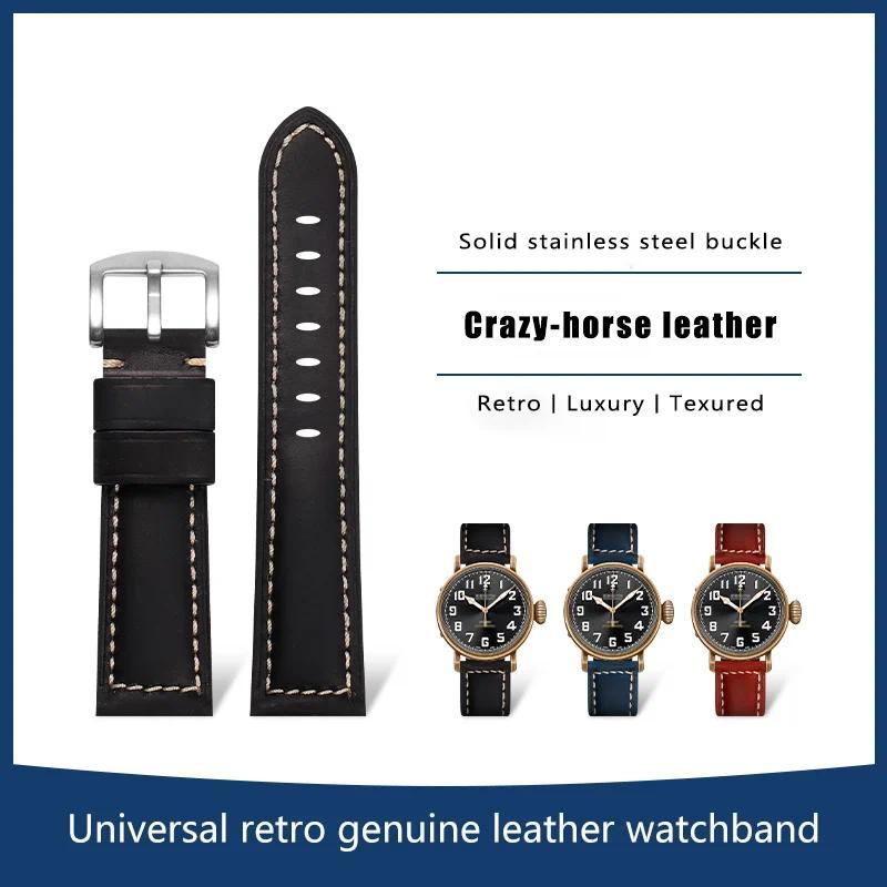Handmade vintage calfskin watch strap For Rolex IWC Casio DW universal crazy-horse waterproof genuin