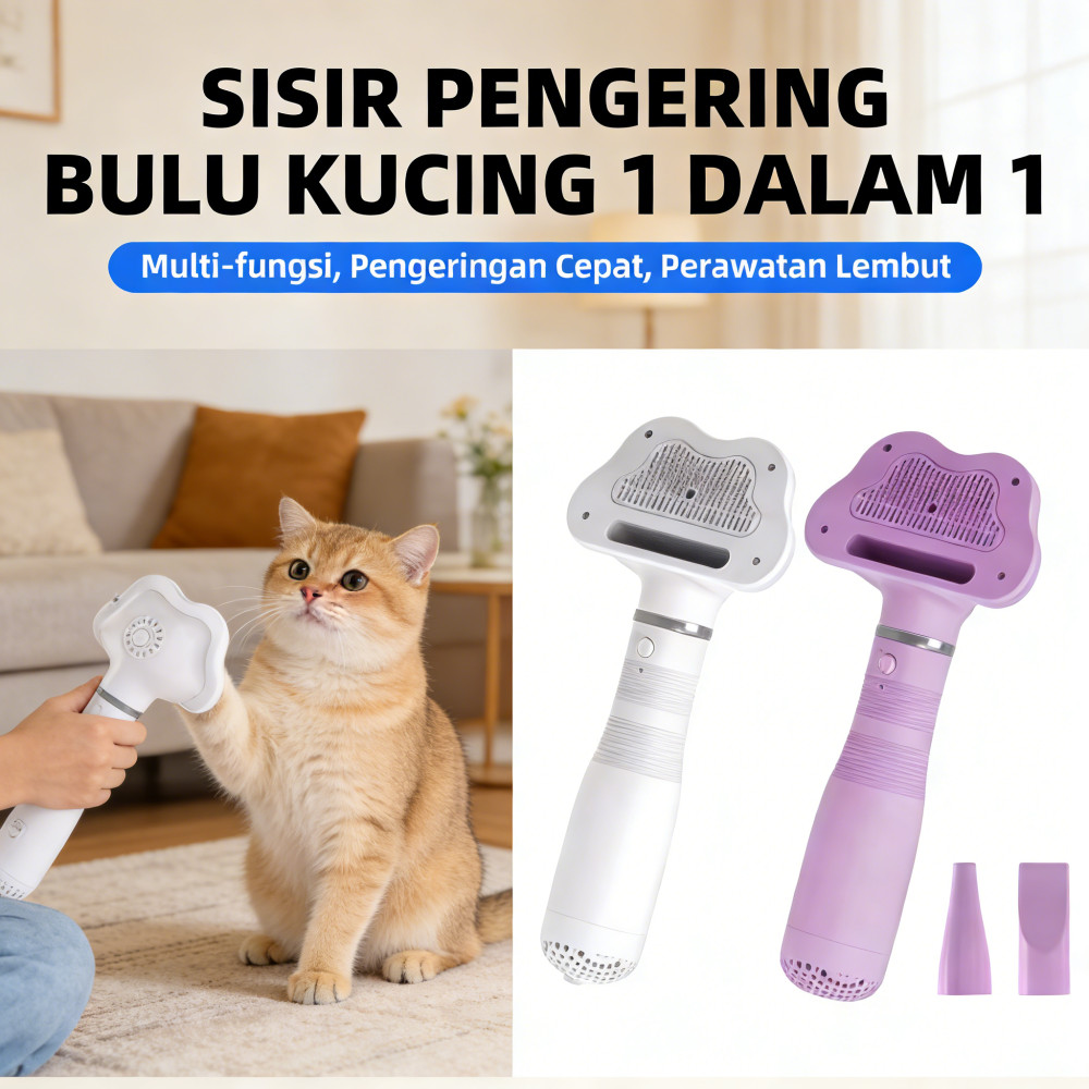 Kucing Sisir Blower 1Alat Pet Dryer Kucing Pengering Bulu Grooming Kucing Blower
