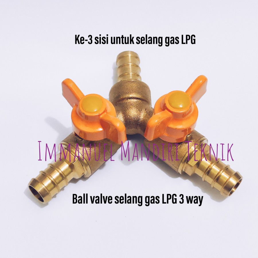 GILISHOP Ball valve gas LPG cabang 3 / Stop kran gas 3 way LPG heavy duty