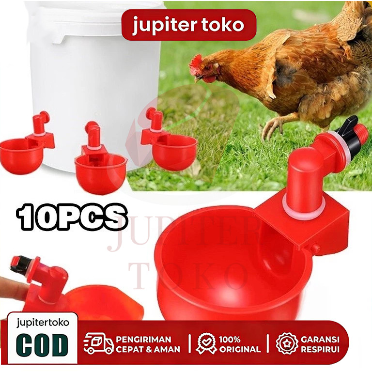 10PCS Cangkir Air Ayam Plastik Mangkuk Minum Merah untuk Peternakan Kandang Anak Ayam Bebek Angsa Ka