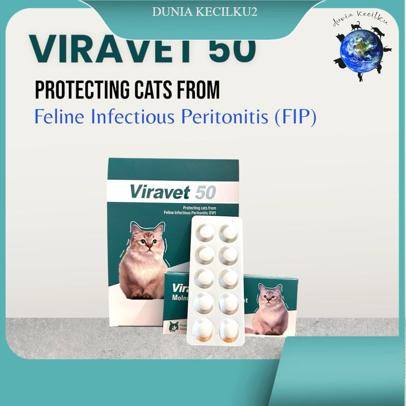 Viravet 50 - Obat FIP Kucing Fip Tablet (Fip Basah - Fip Kering - Fip Neuro) (1 Kotak 10 Tablet)