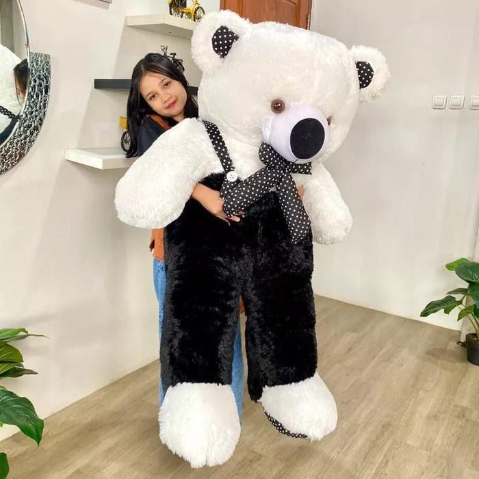 Boneka Beruang Teddy Bear Jumbo Jojon Banyak Warna SNI - Jojon Hitam Putih, Jumbo