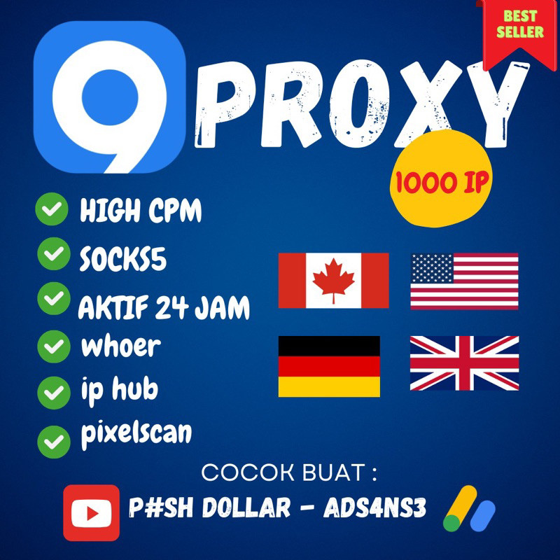 PREMIUM Proxy Residental 9Proxy 1000 IP