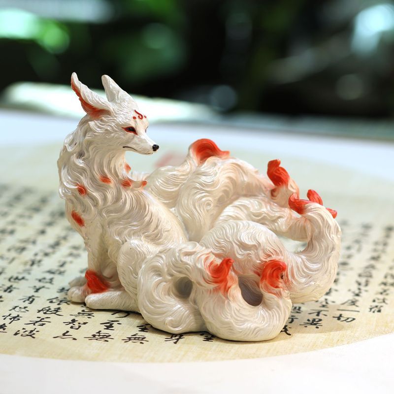 Nine-Tailed Fox Figurine Small Fox Nine-Tailed Spirit Fox Desktop Ornament