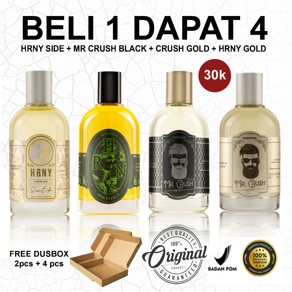 PROMO BELI 1 DAPAT 4 PARFUM PEMIKAT WANITA HRNY ORIGINAL + ELITE PRO PLAYER PARFUM ASLI DI SUKAI PRI