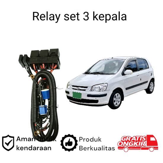 Relay Set Lampu Utama LED H4  Mobil Hyundai Getz Koko
