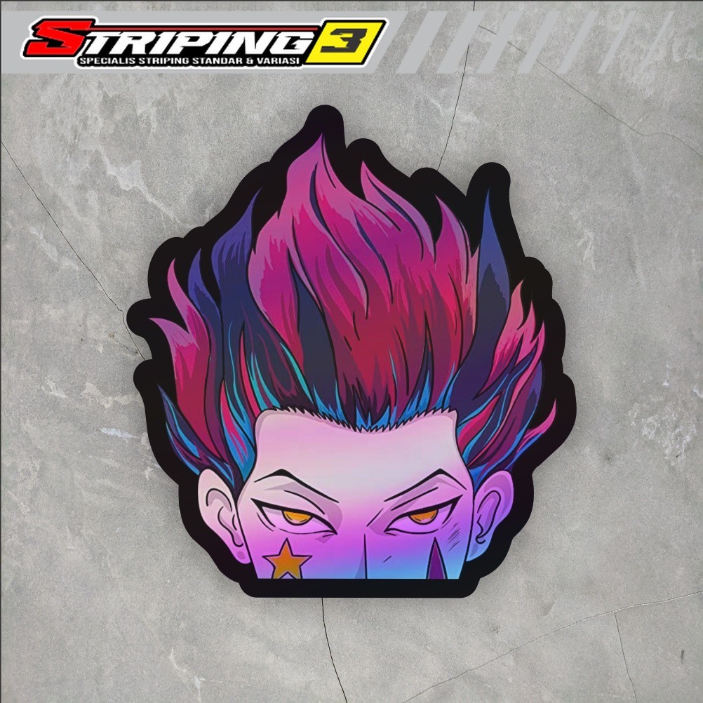 Sticker Anime Hologram Hisoka Hunter x Hunter ukuran +- 7 cm