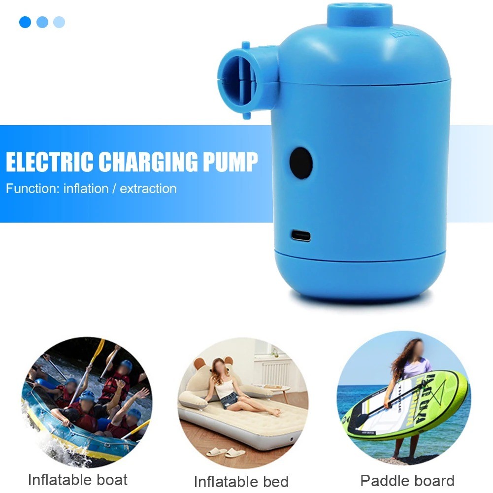 Pompa Angin Elektrik USB Type C Portable Tiup Sedot Udara Masuk Keluar Bolak Balik 4 Nozzle 140L/Min