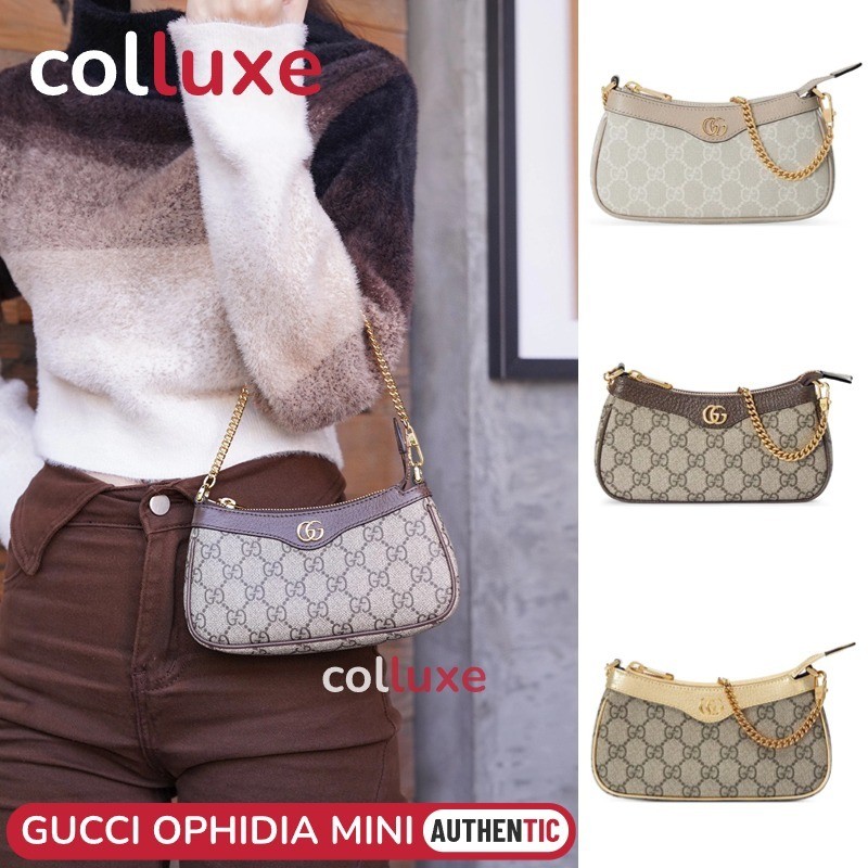 Menyediakan resi Gucci OPHIDIA MINI BAG Chain bag GG Supreme canvas