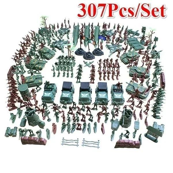 307Pcs/Set Military Model Playset Toy Soler Army Men 4cm Action Figures Army Play Miniature Figurine